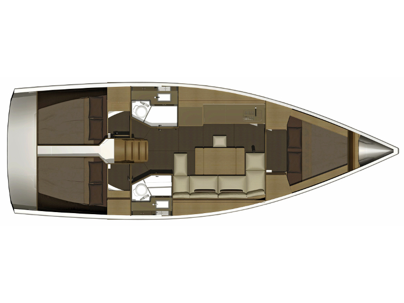 Rzut jachtu Dufour 382 Grand Large AF-D382