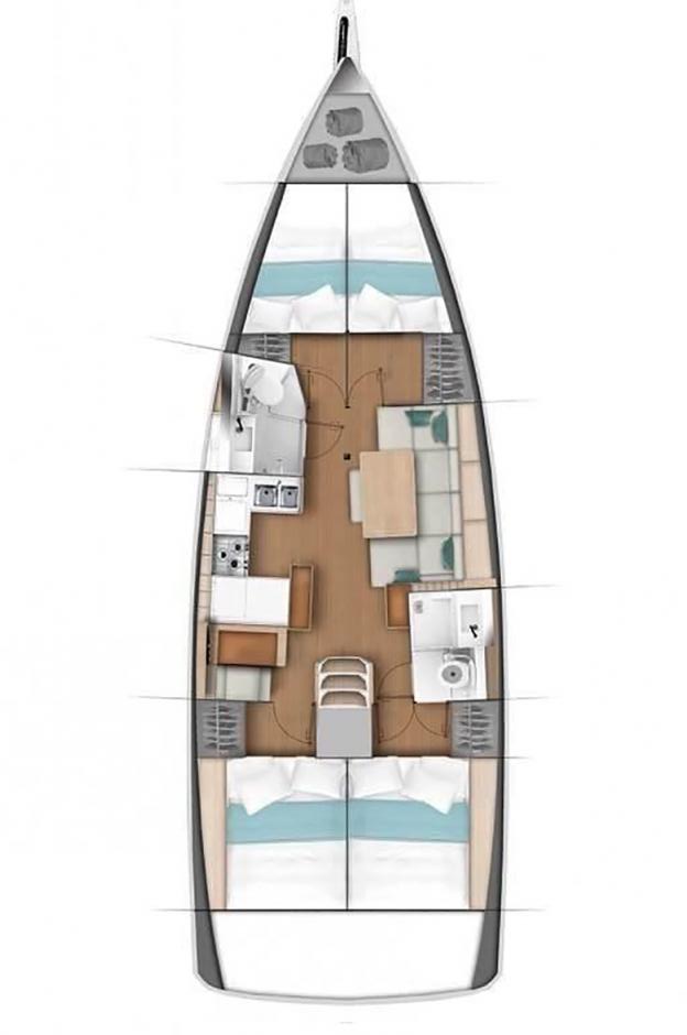 Rzut jachtu Sun Odyssey 440 Ermis