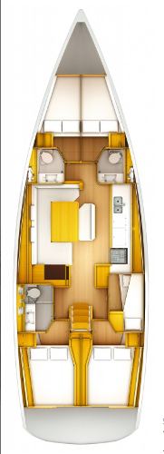 Rzut jachtu Sun Odyssey 519 Perro Blanco