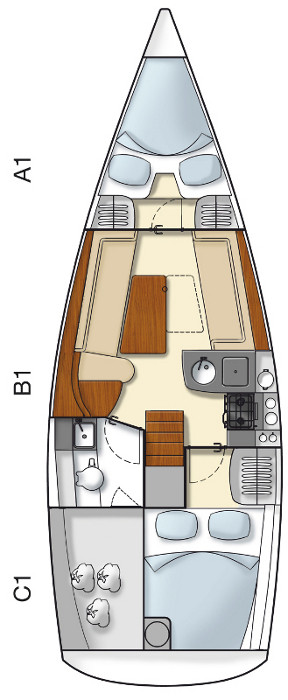Rzut jachtu Hanse 325 Selini