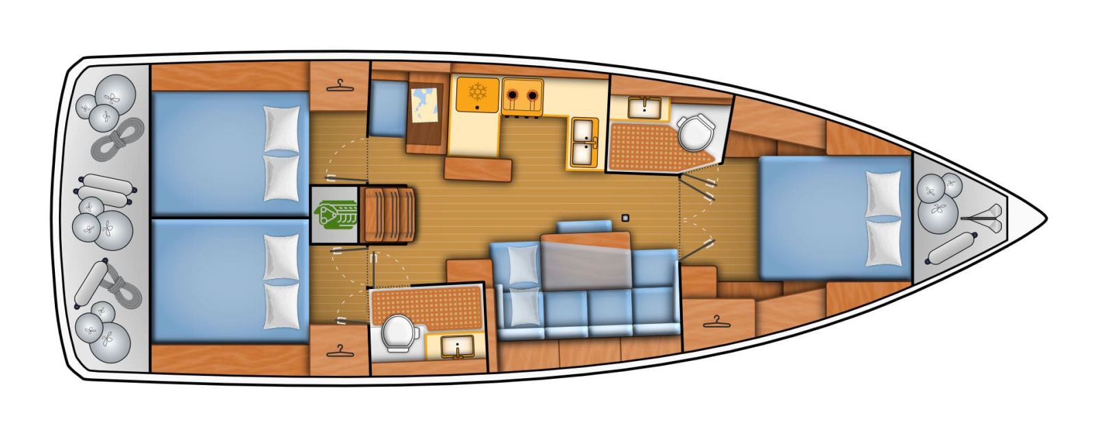 Rzut jachtu Sun Odyssey 440 Cassiopeia