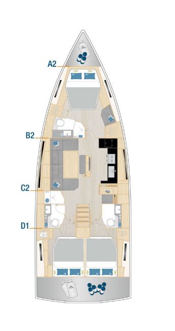Rzut jachtu Hanse 460 Schazby
