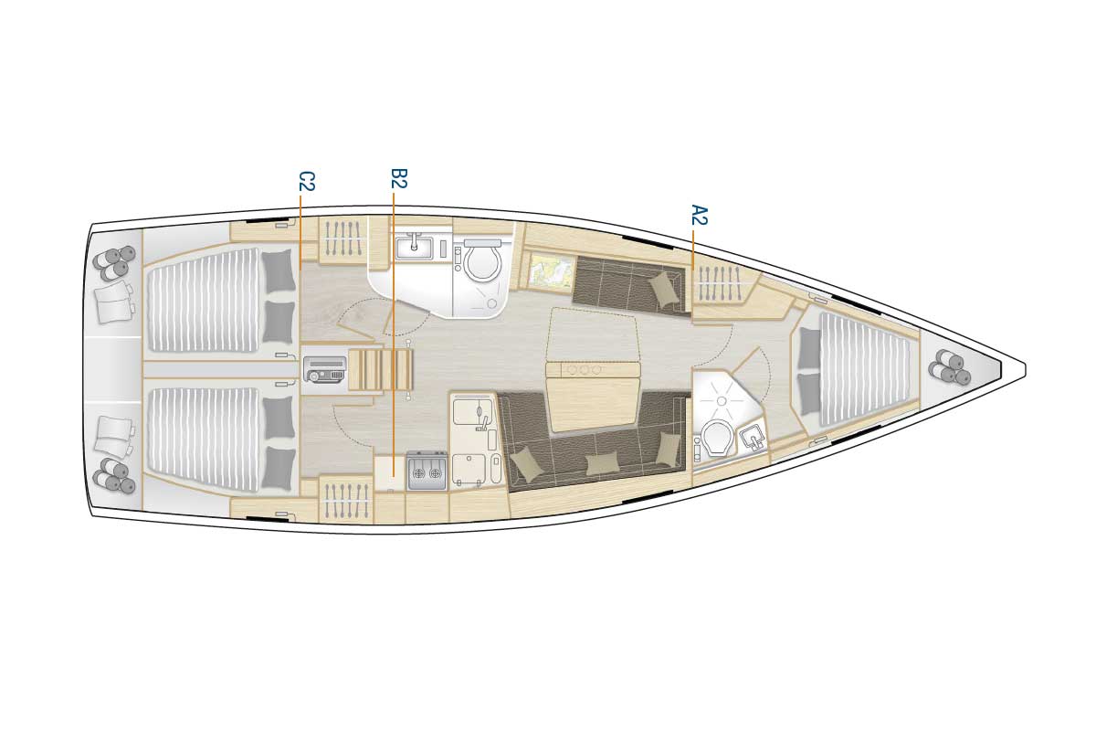 Rzut jachtu Hanse 418 Blue Eagle