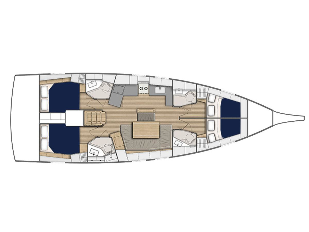 Rzut jachtu Oceanis 46.1 Moorings 46.4 Club