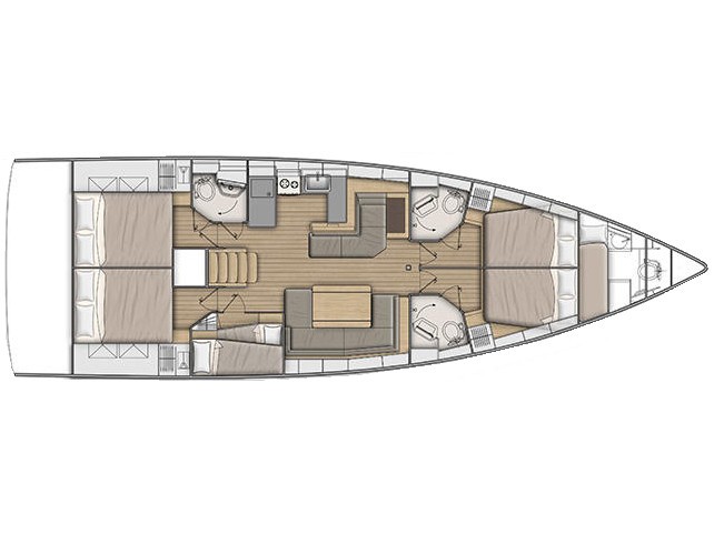 Rzut jachtu Oceanis 51.1 Barracuda (Refit 2026 - A/C - Generator - Electric Heads - 12 Pax)