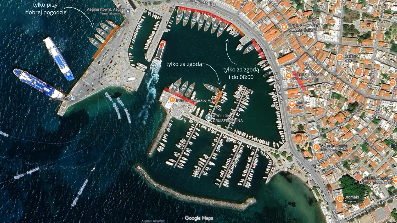 Gdzie cumować w porcie Aegina
